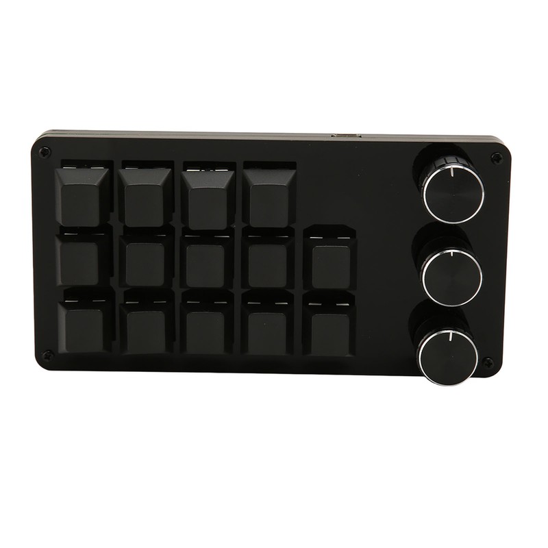 Mini Custom Keypad 14 Keys 3 Knobs Programmable Blue Switch