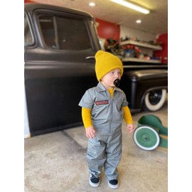 Born to Love Knuckleheads Kids Monkey Coverall Mechanic Photoshoot Overall for Boys & Girls Jumpsuit Baby Outfit (2T, Dark Olive)