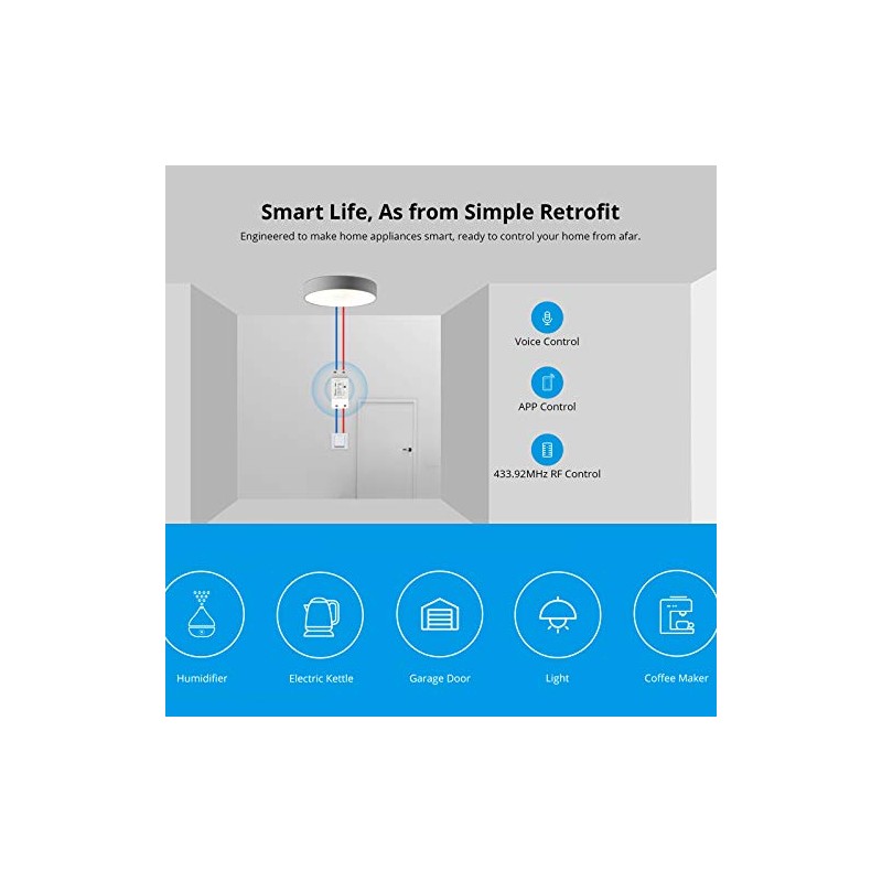 Sonoff Basic R2 Smart Switch, Funciona con Alexa, Dispositivos Inteligentes