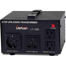 LiteFuze LT Series 1000 Watt Voltage Converter Transformer Step Up/Down - 110v to 220v / 220v to 110v Power Converter - Fully Grounded Cord - Universal Socket, CE Certified