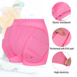 3D Protective Padded Shorts, Kids Zipper Tailbone Protector, Butt and Hip Pads for Skating Snowboard Skateboarding Hockey (Black, Medium)