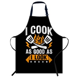 Smooffly I Cook As Good As I Look Apron Adjustable Bib Chef Aprons Cooking Apron Unisex Women Men Aprons Perfect for Home Kitchen, Baking, Gardening, Restaurant, Coffee house BBQ
