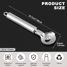 3Pcs Cactus Peeler Tool, Stainless Steel Cactus Peeling Spoon Long Handle Sliced Chinese Noodle Cutter with Hole, Multi-Function Kitchen Cooking Gadgets(COLOR:silver)