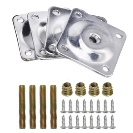 La Vane Leg Mounting Plates, Furniture Leg Attachment Plates with M8 Hanger Bolts Screws Repair Kit for Sofa Couch Chair - Set of 4