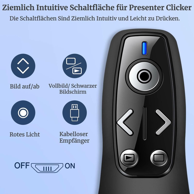 Wireless Presenter USB C, 2-in-1 Type C and USB Receiver