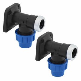 SmartProduct PP Wall Angle with Internal Thread 25 mm x 3/4 Inch Screw Connection for PE Pipe PN16 DVGW Drinking Water Certified - 25 mm Clamp Connector Coupling for PE80 PE100 Pipes - Pack of 2