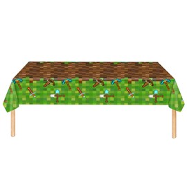 ParPix Pixel Birthday Tablecloth, 130 x 220 cm, Pixel Motif, Birthday Tablecloths, Video Game Pixel Tablecloth, Children's Birthday, Game Pixel Theme Birthday Tablecloth, Table Runner, Birthday Boy