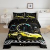 Feelyou Yellow Black Race Car Comforter Set Twin Size, Extreme
