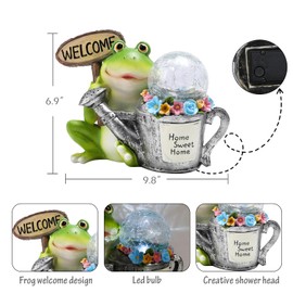 Bshine Solar Light Frog Garden Decor Home, Frog Decorative Garden Statue Outdoor Yard Art for Mom, and Housewarming Gift, Porch, Balcony, Lawn Ornaments Outdoor Garden Accessories