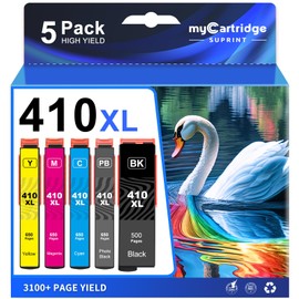 myCartridge SUPRINT Remanufactured 410XL 410 XL Ink Cartridges (5 Pack) Work with T410XL Expression XP-7100 XP-640 XP-830 XP-630 XP-530 XP-635 Printer Bring High-Yeild & Bright Color (BK/PBK/C/M/Y)