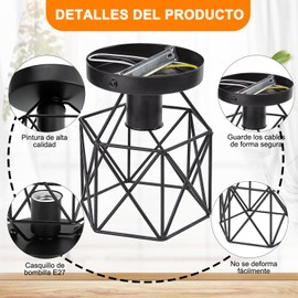 WEILAT 2 Pcs Luminaria colgante, Lámpara de Techo, The Nordic Modern Retro Industrial Jaula de pájaros de metal Lámpara colgante,para Cocina Pasillo Comedor(Sin Bombilla)
