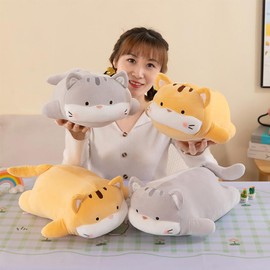 AMOZO Cute Cat Plush Kawaii Cat Stuffed Animals Pillow Cat Soft Toy Kitten Plushie Gift for Girls (Orange)