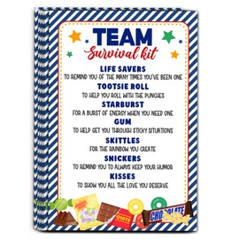 Team Survival Kit Gift Tag, Blue Candy Theme Staff Appreciation Tags for Gift Bags, Welcome to The Team Gifts for Volunteers Employees - KA02