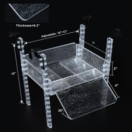 SIKGFPN Adjustable Turtle Basking Platform, 10-13" Wide, Slip-Resistant Ramp, Acrylic, Transparent, Ideal for Turtle Tank Accessories