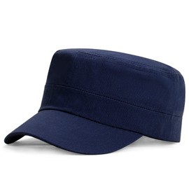 Men's Army Cap, Military Flat Cap, Cotton Army Cap, Cadet Hat, Adjustable Baseball Cap, Summer Trucker Hat for Outdoors, Sports, Hiking and Travel, navy