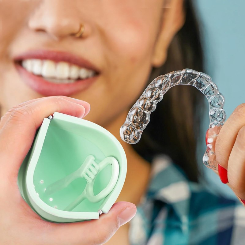 Silicone Retainer Denture Storage Case Holder, Portable Slim Dental Container