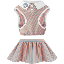 Topkins Dog Dress Puppy Skirt, Dog Sports Dress, Pet Outfit in Summer Athleisure for Small Medium Dogs, Dog Clothes with Buttons, Cat Apparel (Orange, XLarge, 2-Piece)