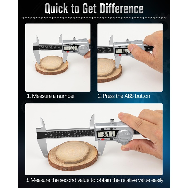Housolution Digital Caliper 12",(ABS)Absolute Scale Caliper,IP54 Caliper Measuring Tool,Inch/MM/Fraction, Auto-Off