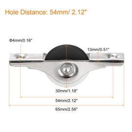 uxcell 30mm Sliding Door Nylon Pulley Window Wheels for Furniture Screen Door Wardrobe Cupboard Closet with Screws, 2Pcs, Black Silver Tone