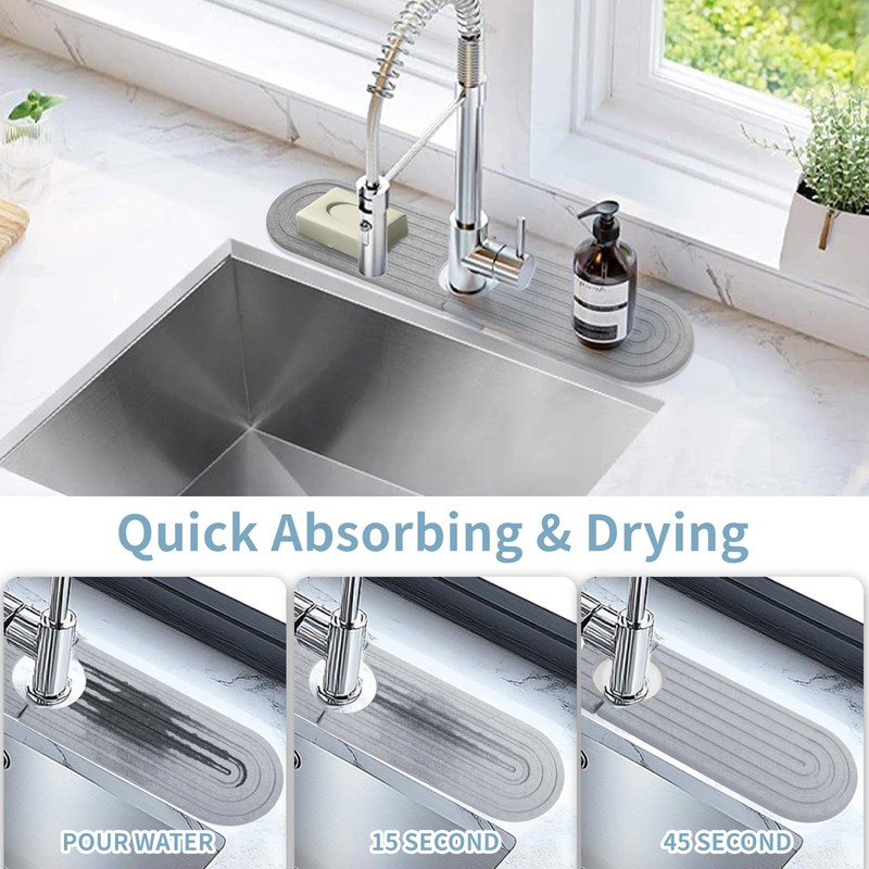 Faucet Mat for Kitchen Sink - 23.6" Diatomite Fast Drying