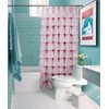 Volens Pink Ruffle Shower Curtain Farmhouse/Rustic Fabric Cloth Shower Curtains