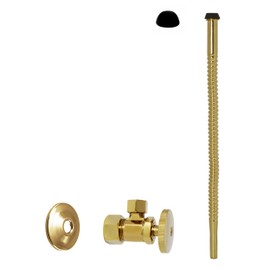 Westbrass Corrugated Supply Kit with Round Handle, 5/8" OD x 3/8" OD x 12", Polished Brass, D105K12-01