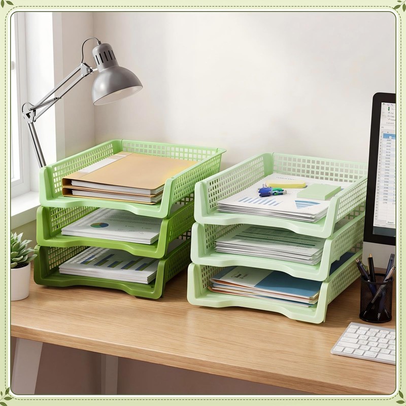 Bokon Sage Green 6 Pack Classroom Turn in Trays, Stackable