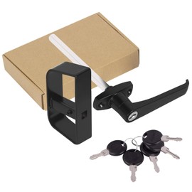 Shed Door Latch L-Handle Lock Kit with 5 Keys, BTEOBFY 4-1/2" Stem Storage Barn Shed Door Hardware Lock Set for Playhouses, Chicken Coops, Camper Black