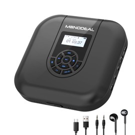 MONODEAL CD Player, Bluetooth Portable CD Player, Built-in Speaker, LED Screen, Repeat/A-B Repeat Function, Supports CD/MP3/CD-R/CD-RW, 5EQ Effect Function, Portable, CD Walkman, For Car/Home Use,
