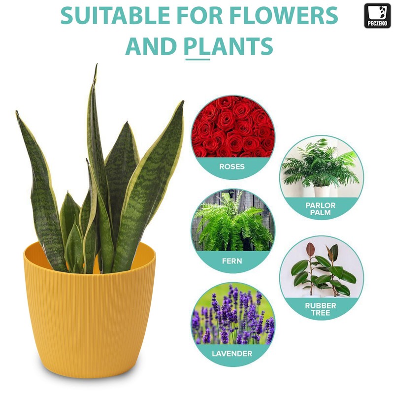 PECZEKO Matte Flower Pot, Plastic Planter, Decorative Pot for Large