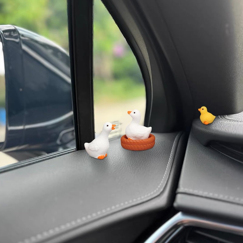 HUFIDA Duck Cute Car Accessories Dashboard Decorations, 8 PCS Resin
