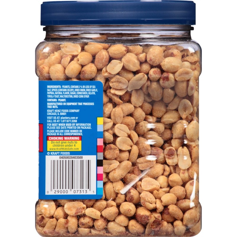 PLANTERS Dry Roasted Peanuts, 34.5 oz Resealable Plastic Jars (Pack