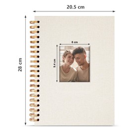 Scrapbook Linen Photo Album Memory Book 28.5 x 20.5 cm with Hard Cover White Pages Guest Baby Book for Wedding Travel Christmas (20 Sheets / 40 Pages, Beige)