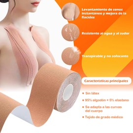 Cinta para Busto 5M*5CM y 20 Piezas de Pezón sin Respaldo,Cinta para Pechos,Boob tape,Boobytape,Cinta Levanta Busto,Cinta de Levantamiento de Senos,Tape para Busto Invisible,Cinta Push Up Pecho(Nude)