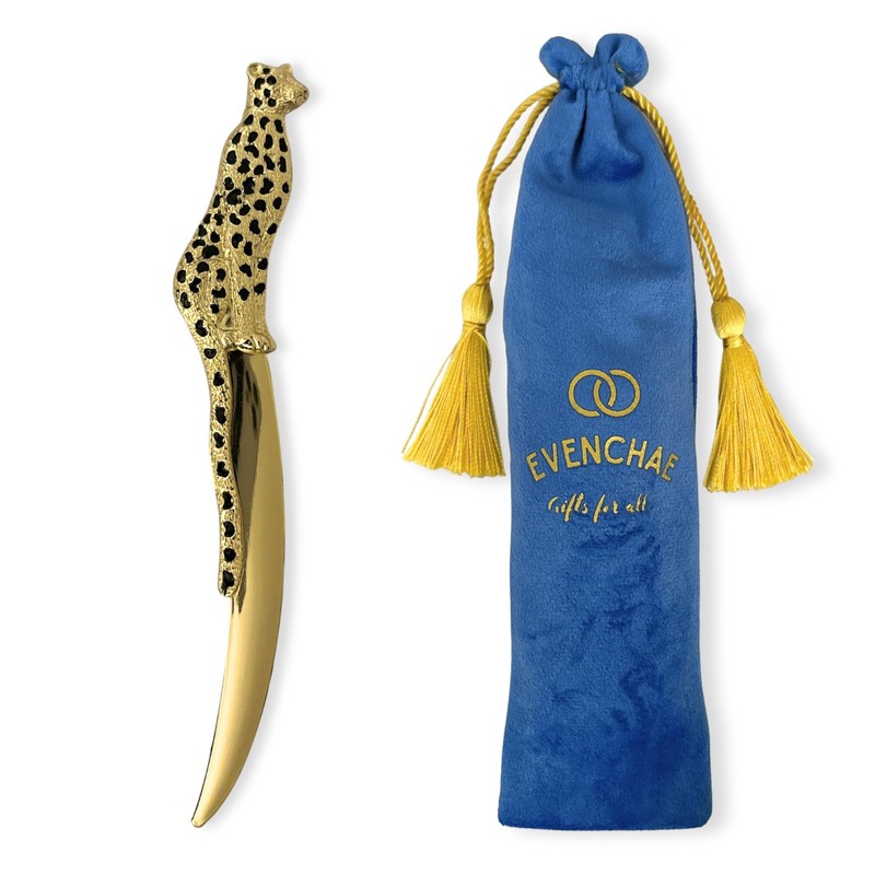 Premium Leopard Letter Opener | Gold Electroplated Desk Accessory for