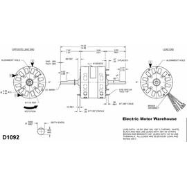 Fasco D1092 5.0-Inch OEM Direct Replacement Motor, 1/3 HP, 115 Volts, 1675 RPM, 2 Speed, 3.4 Amps, OAO Enclosure, Double Shaft, Sleeve Bearing