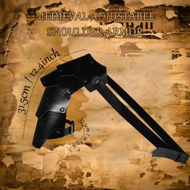 MDJWIANJ Men Cosplay Renaissance Medieval Ren Faire Barbarian Viking 9 Pcs Leather Shoulder Armor Set with Costume and Accessories, Black