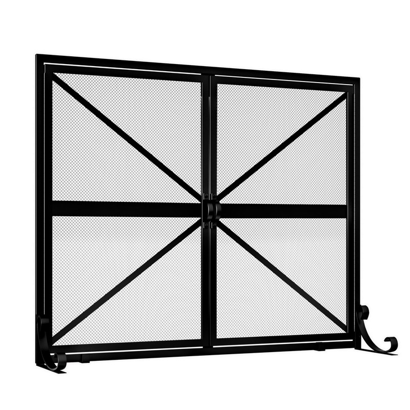 Fire Beauty Fireplace Screen with Doors, 2-Pannel Handcrafted Solid Wrought