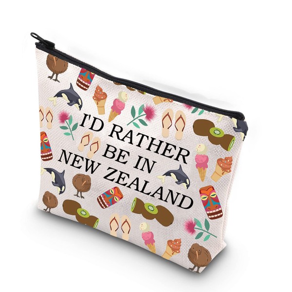 XYANFA New Zealand Gifts For Women Girls New Zealand Travel Bag New Zealand Makeup Bag I'd Rather be in New Zealand (NEW ZEALAND makeup bag)