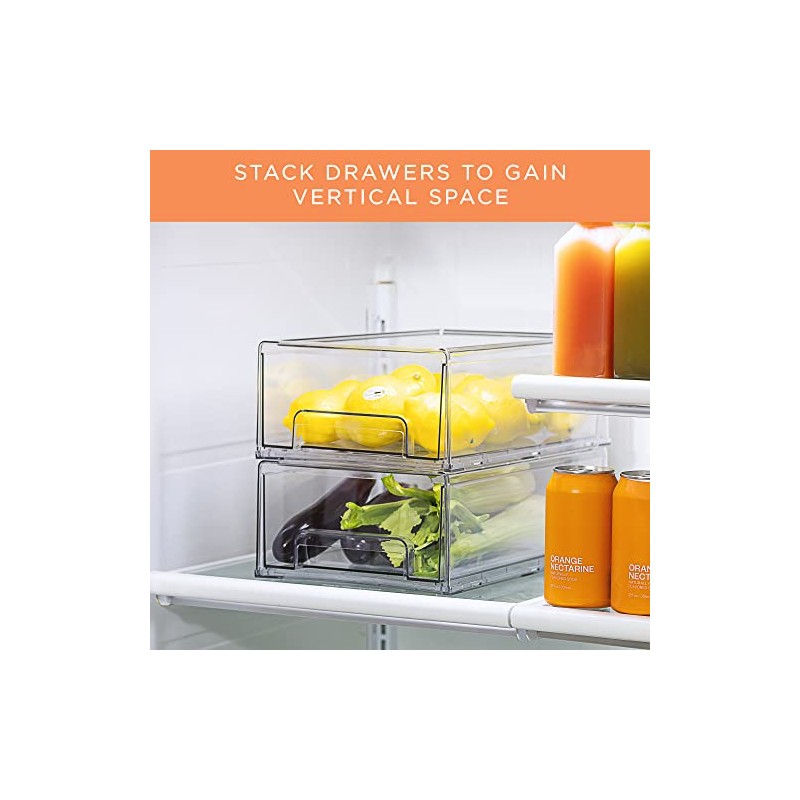 Sorbus Fridge Drawers - Clear Stackable Pull Out Refrigerator Organizer