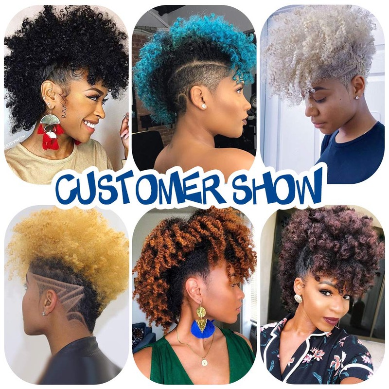 Aisaide High Puff Afro Mohawk Ponytail Drawstring,Short Kinky Curly Ponytail Extension Mohawk Kinky Ponytail