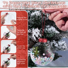 Sumind 12 Pieces Clear Christmas Fillable Ornament Balls 3.15 inch Plastic Transparent Fillable Balls DIY Hanging Ornaments for Christmas Tree Decoration Crafting (Red,Green)