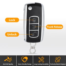 Yewong Modified Flip Car Key Fob Keyless Entry Remote Fits for Land Rover Range Rover Sport 2002-2006 315MHz FCCID:LX8FZV ID44 3Buttons
