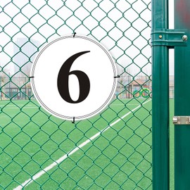 i-CowFun Premium Round Aluminum Number Signs 6 - Metal 12" in Diameter Parking Spot Number Sign Outdoor, Large, for Lot, Aisle, Tennis Court, Building, Dock, Field, Perforated, Weather-Resistant