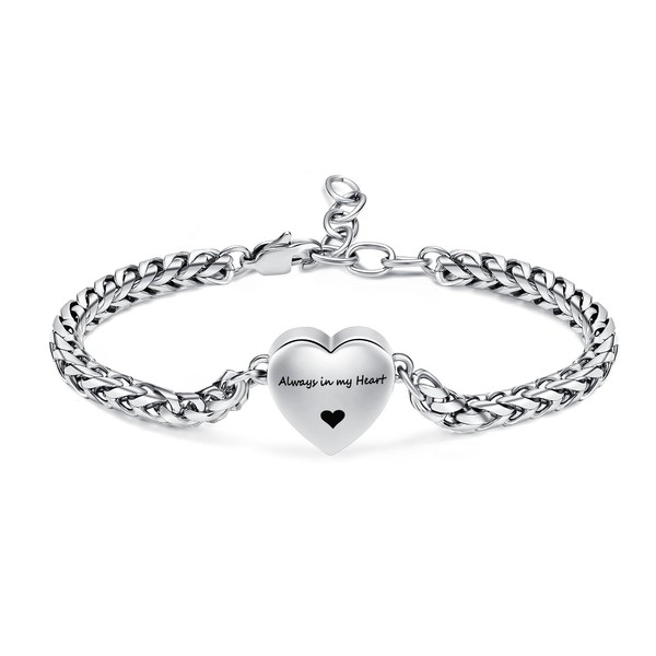 Mnicremation Urn Bracelet for Ashes Heart Locket Cremation Bracelet Memorial