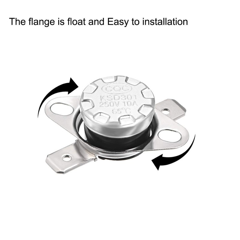 sourcing map KSD301 Thermostat 65°C/149°F 10A Normally Open N.O Adjust