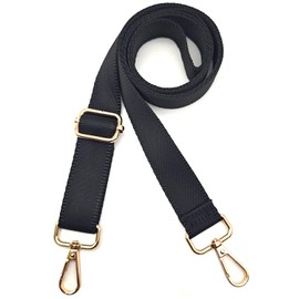 Yiaizhuo 1" Wide Purse Straps Replacement Crossbody Bags Shoulder Guitar Strap for Handbags Sports Laptop Duffel Canvas Camera Bag - Black Belt,Gold Clips