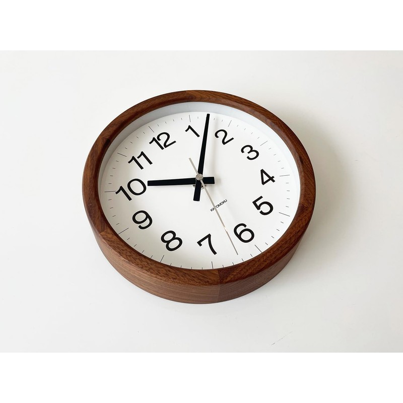 KATOMOKU Muku Clock 16 Walnut Radio Clock Continuous Second Hand