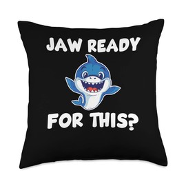 Shark Novelty Apparel Cute Jaw Shark Throw Pillow, 18x18, Multicolor
