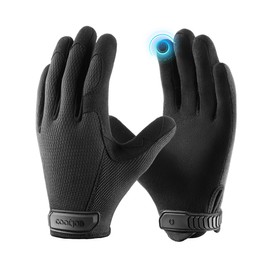 COOLJOB Touchscreen Utility Work Gloves for Men, Breathable Cooling Gloves for Camping Hiking Running Outside, Ultra-Soft Lightweight and Snug Fitting Gloves for Truck Driver or Postman, Black Large